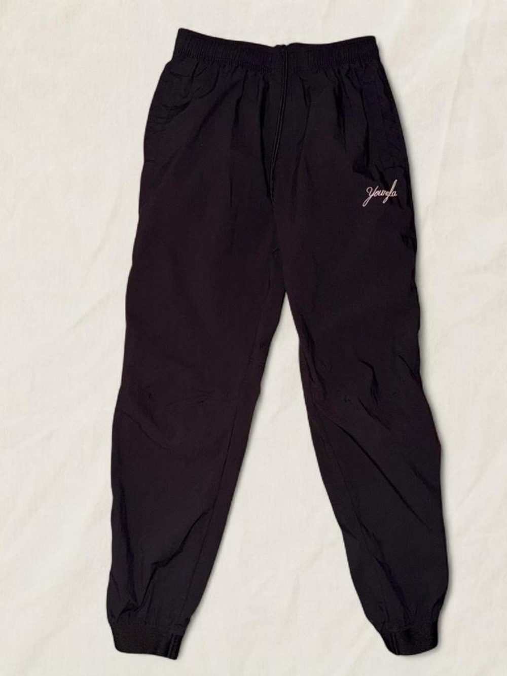 YoungLA Black Elastic Waist Joggers with Script Tag